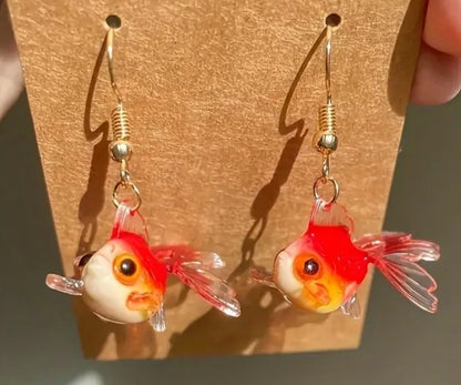 Goldfish hook earrings