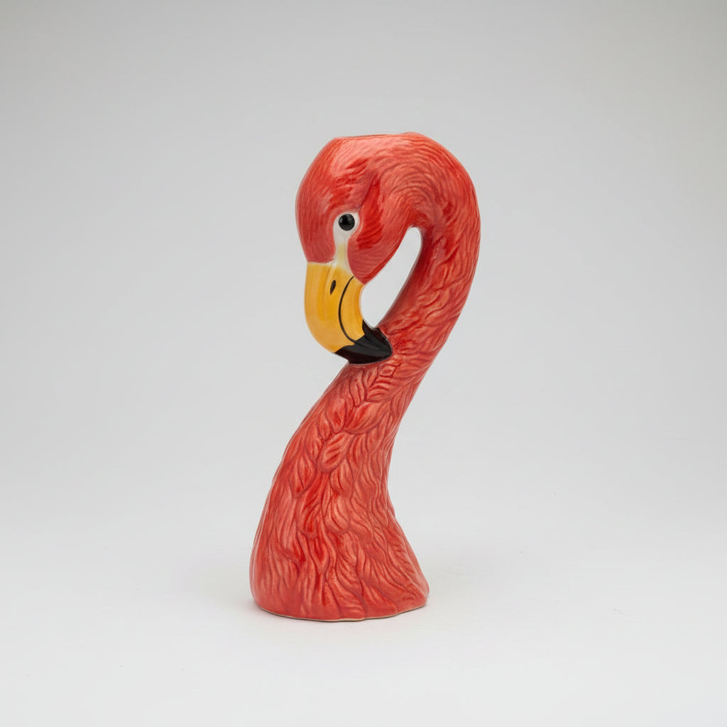 Hand-Painted Ceramic Flamingo Vase