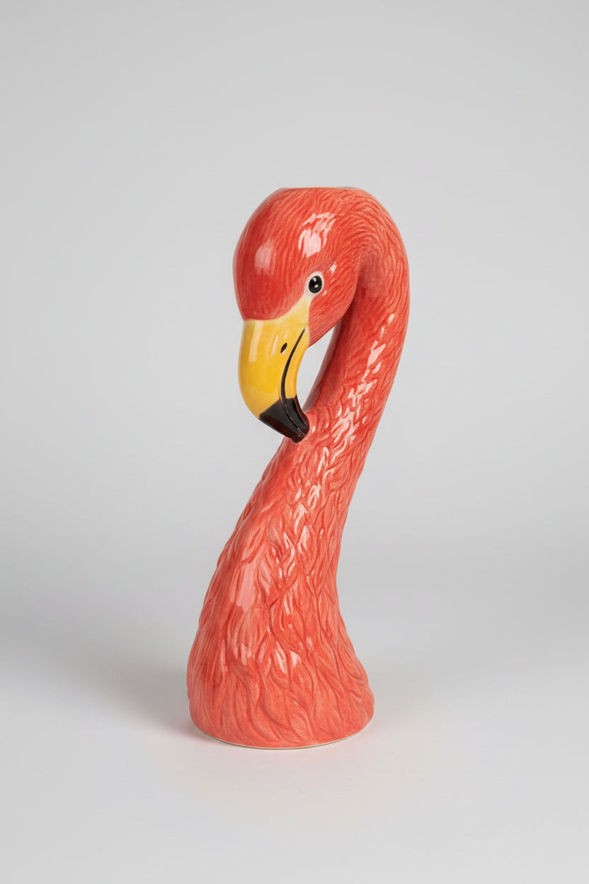 Hand-Painted Ceramic Flamingo Vase