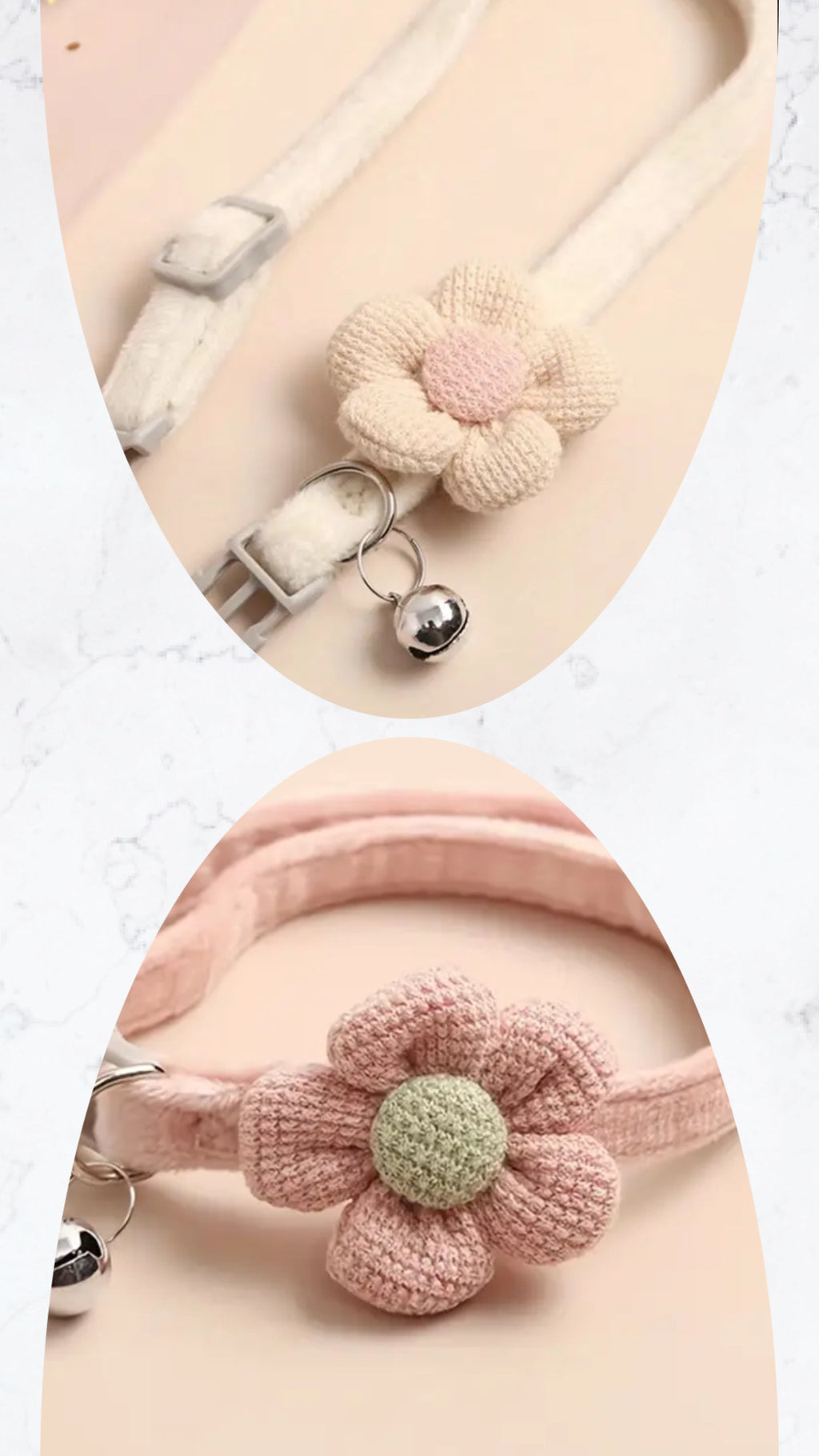 Collier pour chien et chat avec fleur et clochette