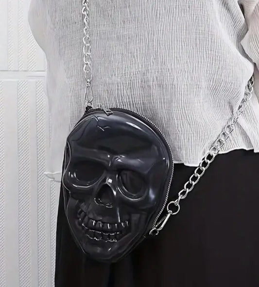 Black skull crossbody bag