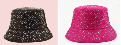 Diamonte cotton hat ( pink or black)