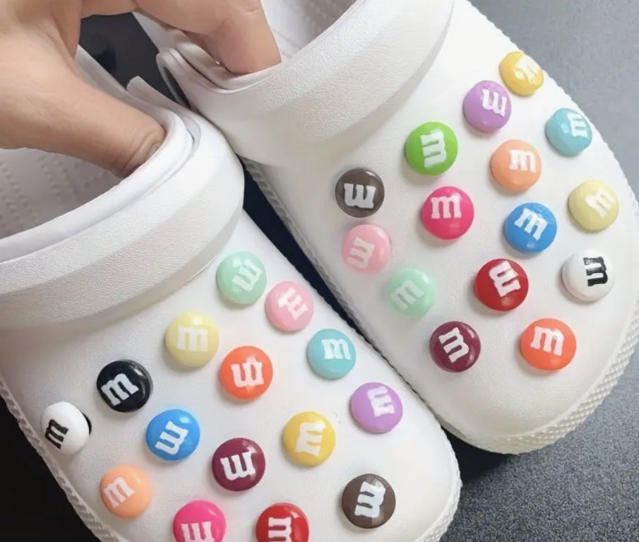 M & M chocolate shoe charm