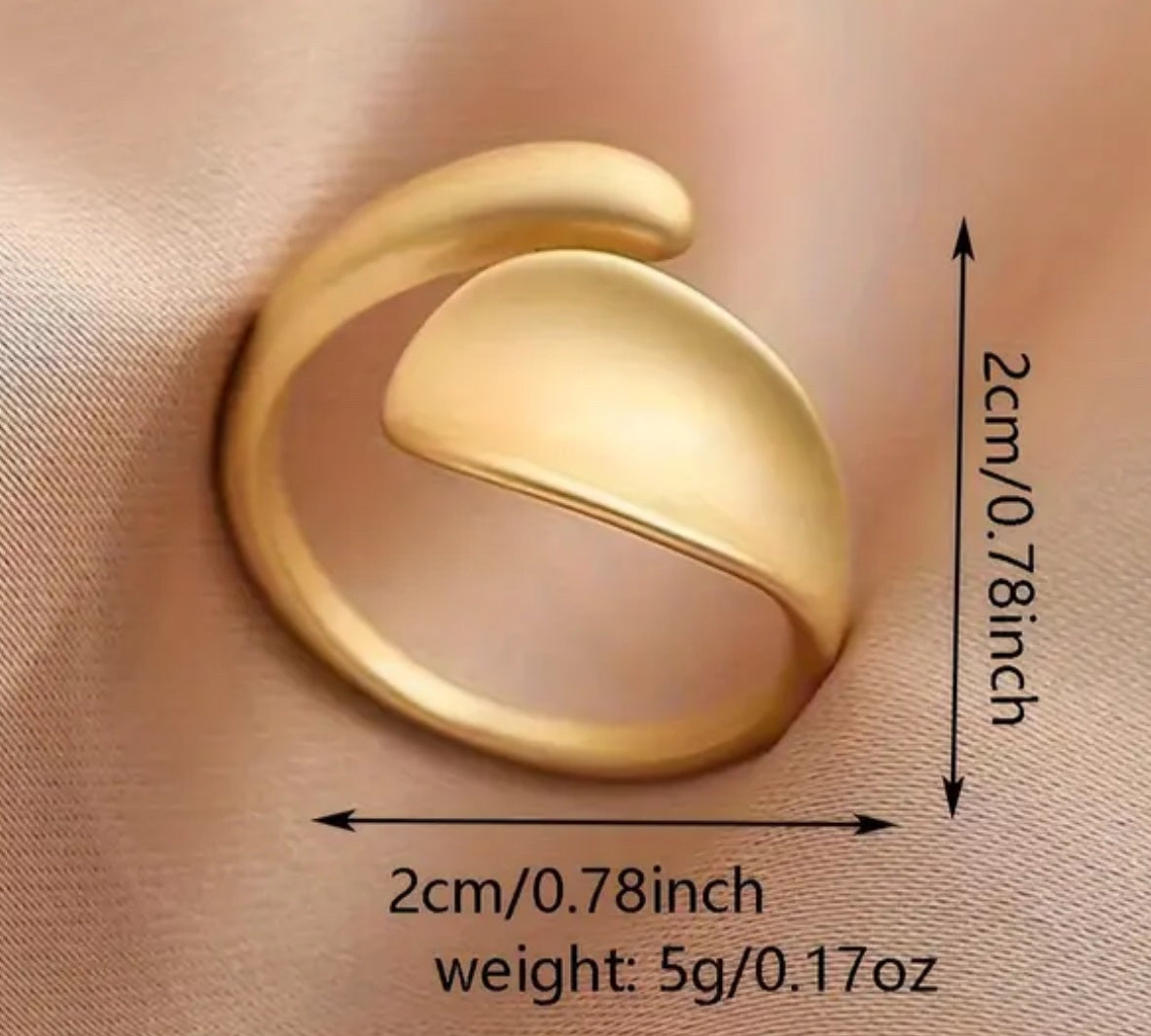Bague moderne réglable plaquée 14 carats