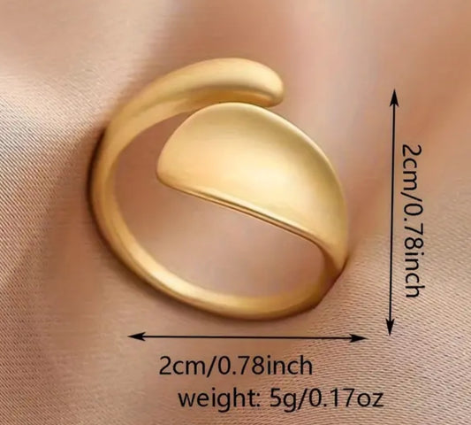 Modern adjustable 14k plated ring