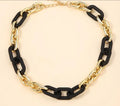 Collier chaîne en acrylique noir et or