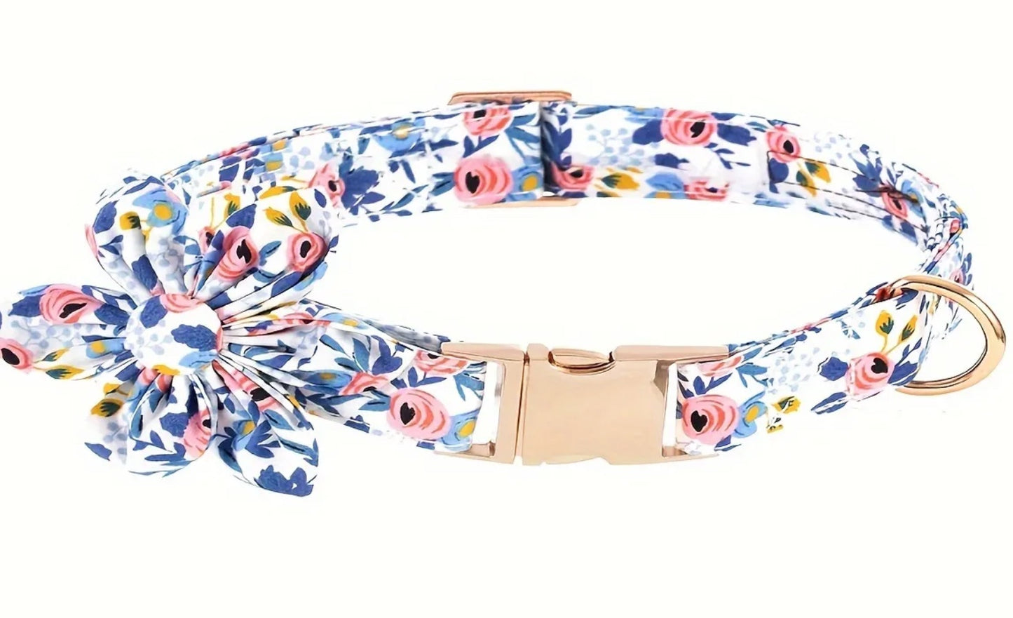 Fabric collar with flower for dog or cat.