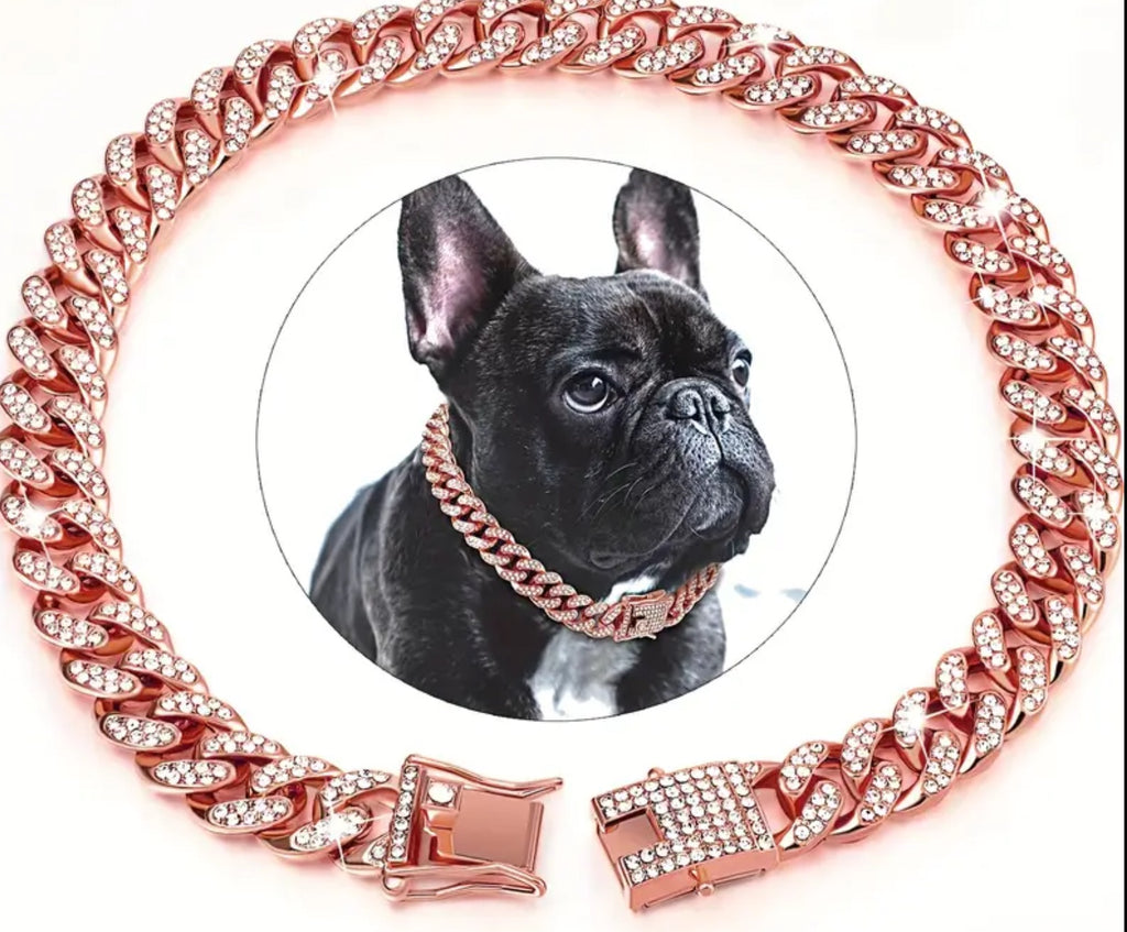 Collier en or rose avec diamants pour chien ou chat
