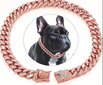 Rose gold diamonte collar for dog or cat