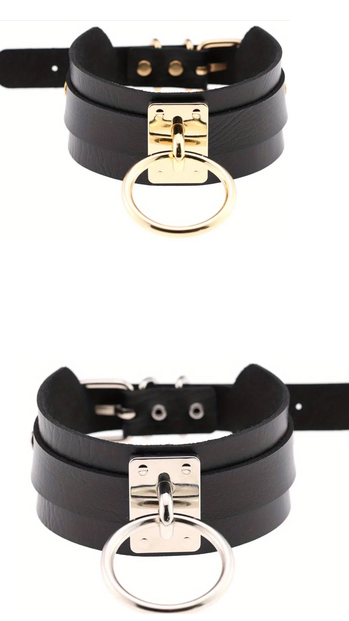 Ring leather collar for dog or cat