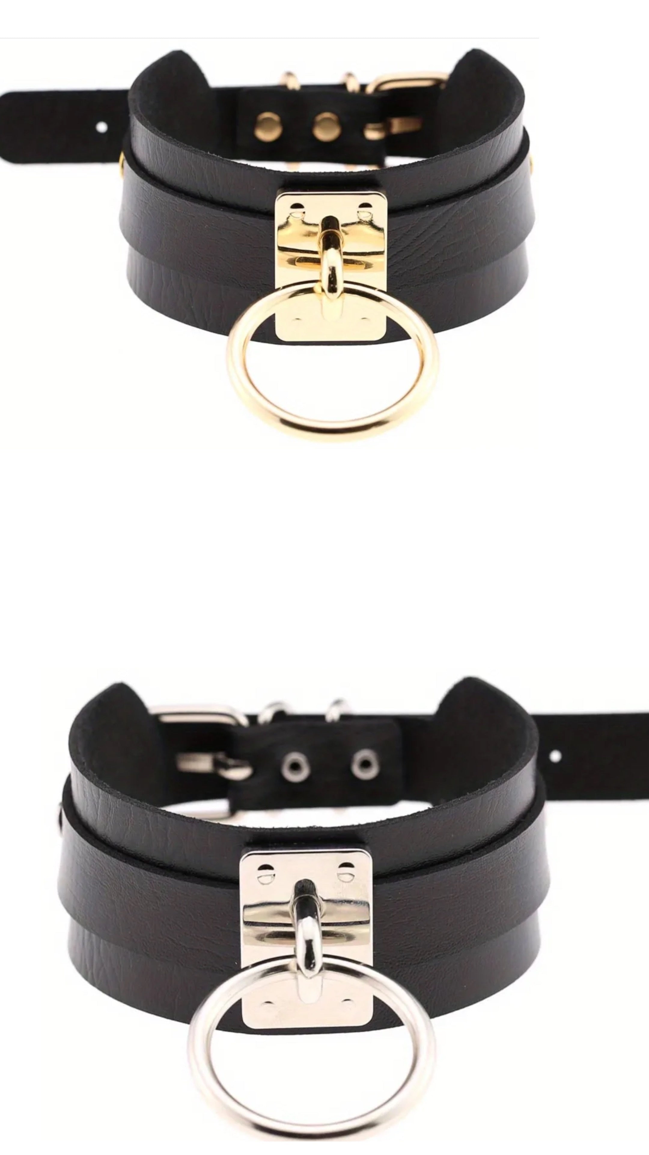 Collier en cuir avec anneau pour chien ou chat