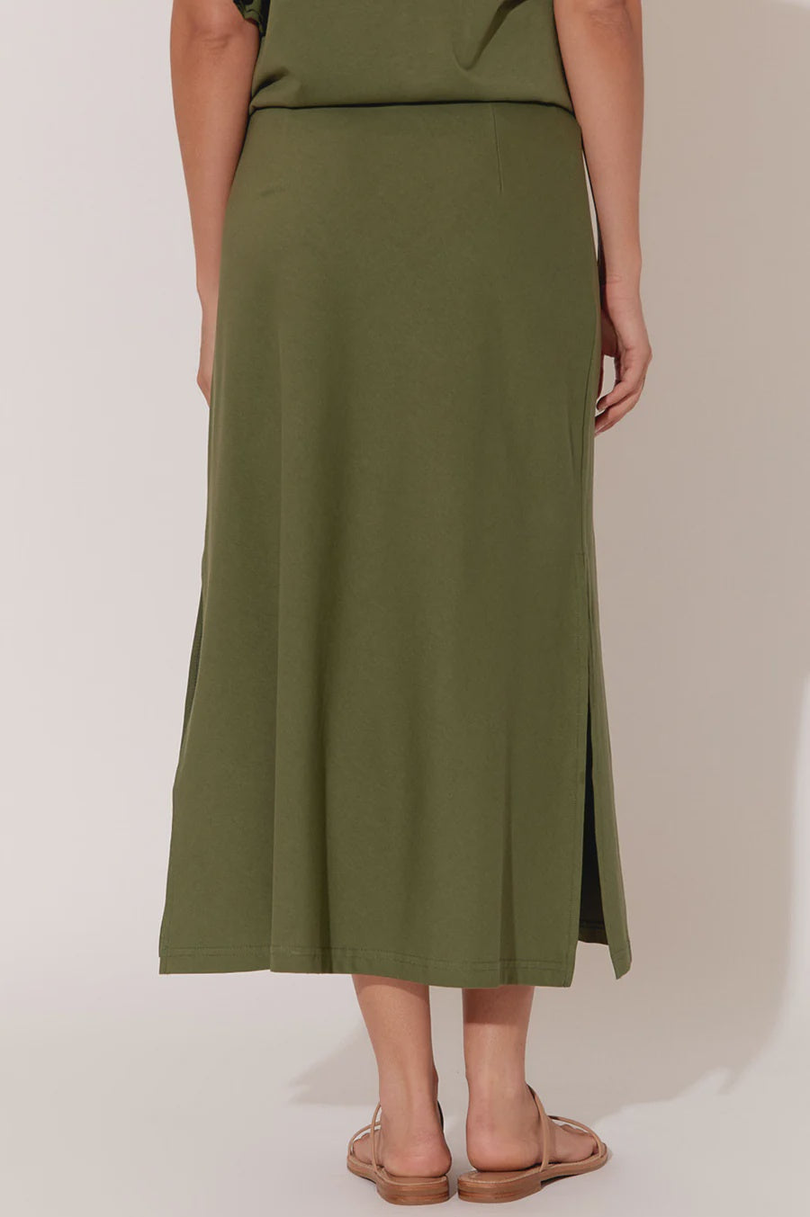 Jupe longue en tricot Abi (kaki)