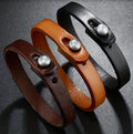 Bracelet en cuir véritable avec fermoir ancre