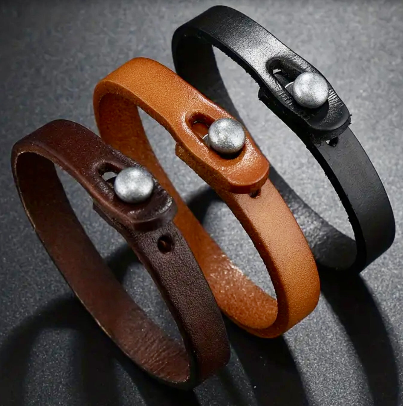 Bracelet en cuir véritable avec fermoir ancre