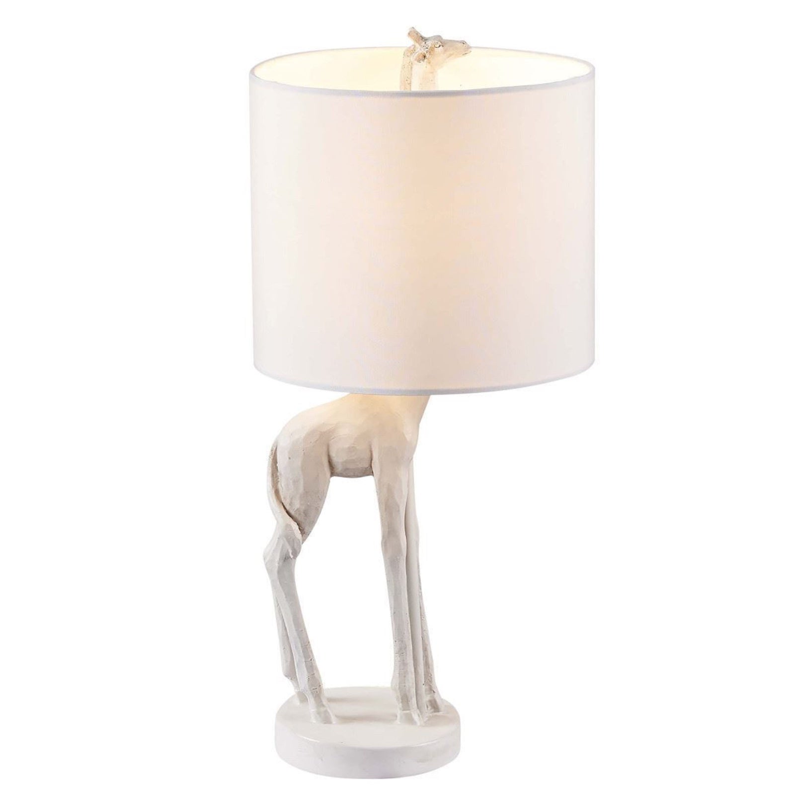 Lampe de table texturée girafe avec abat-jour tambour blanc