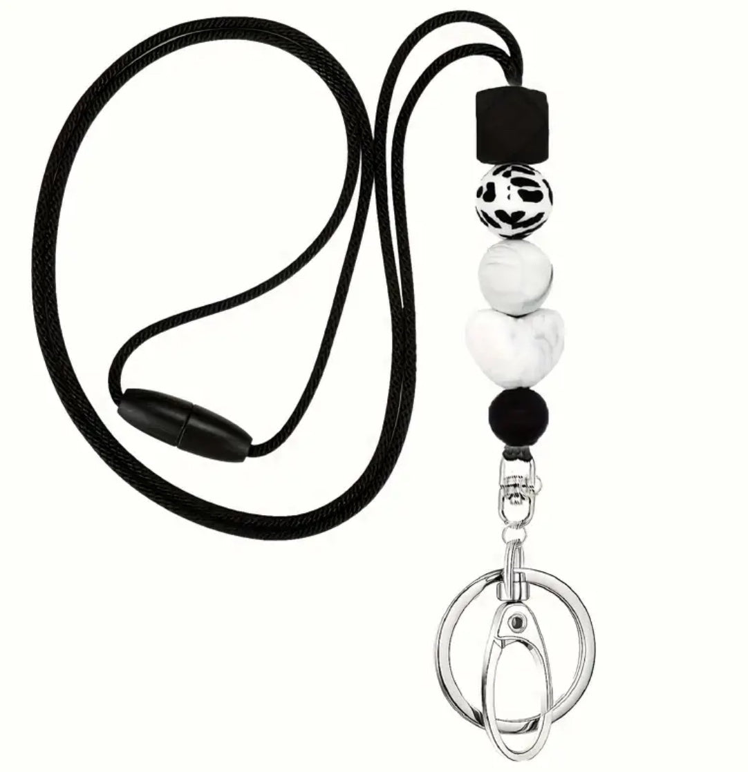 Silicone beads rope lanyard with safety release