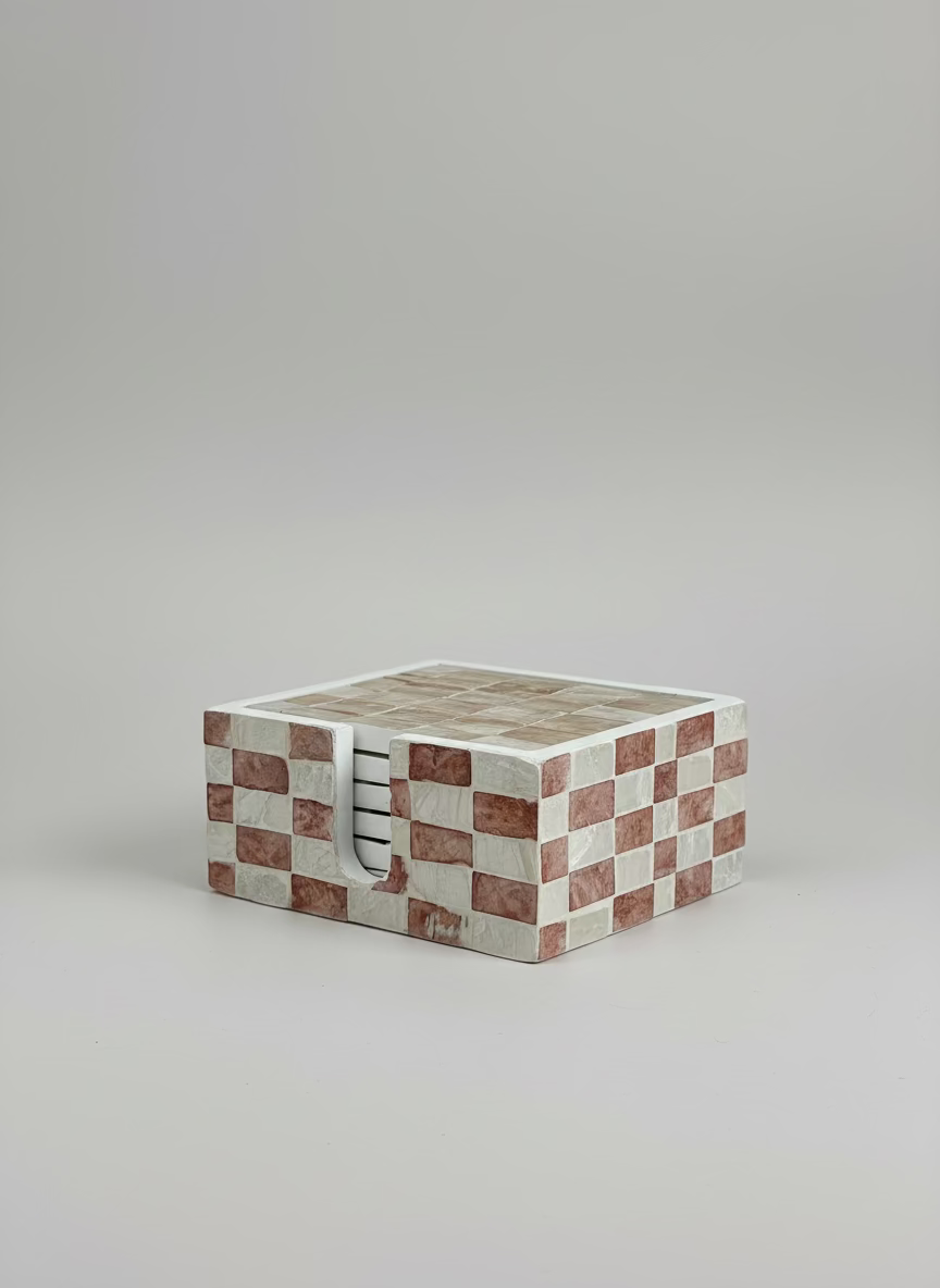 Shell lacquered coaster set - set of 6