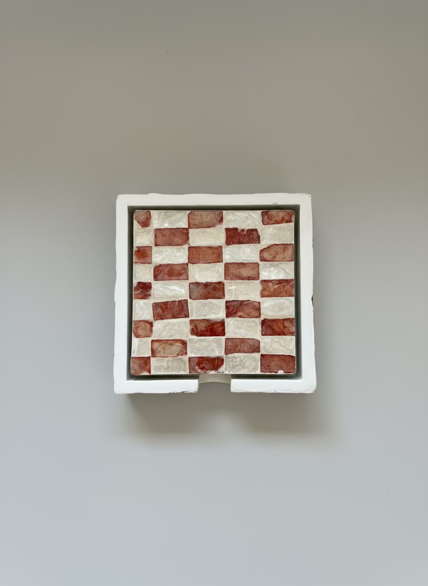 Shell lacquered coaster set - set of 6