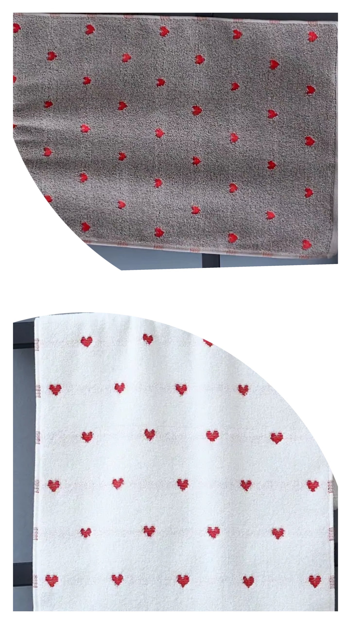 Red hearts cotton hand towel