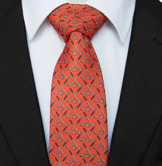 Orange golf clubs tie