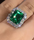 Bague carrée verte en zircone