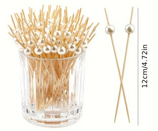 Pearl bamboo cocktail sticks