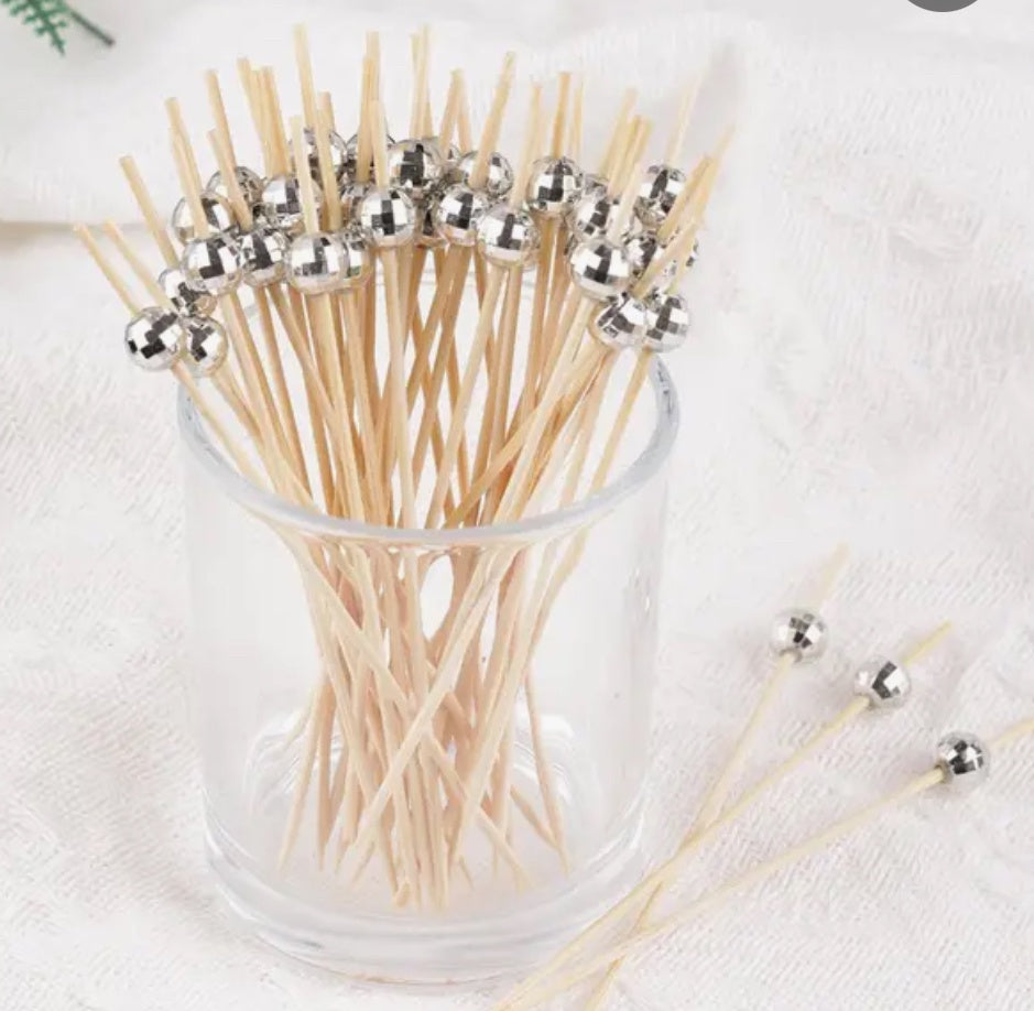 Disco ball bamboo cocktail sticks