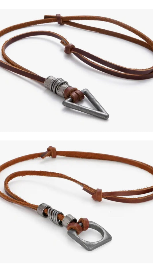 Genuine leather  necklace with pendant ( can hold glasses)