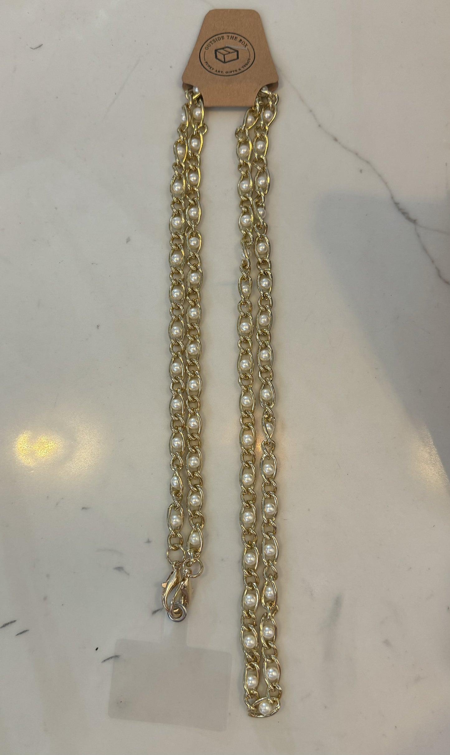 Gold Chain Pearl Phone Lanyard