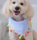 Bandana bleu à pompons pour chien ou chat
