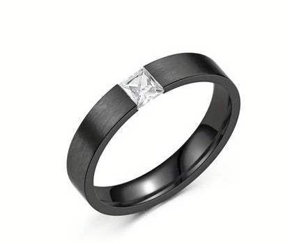 Zirconia black titanium steel ring.