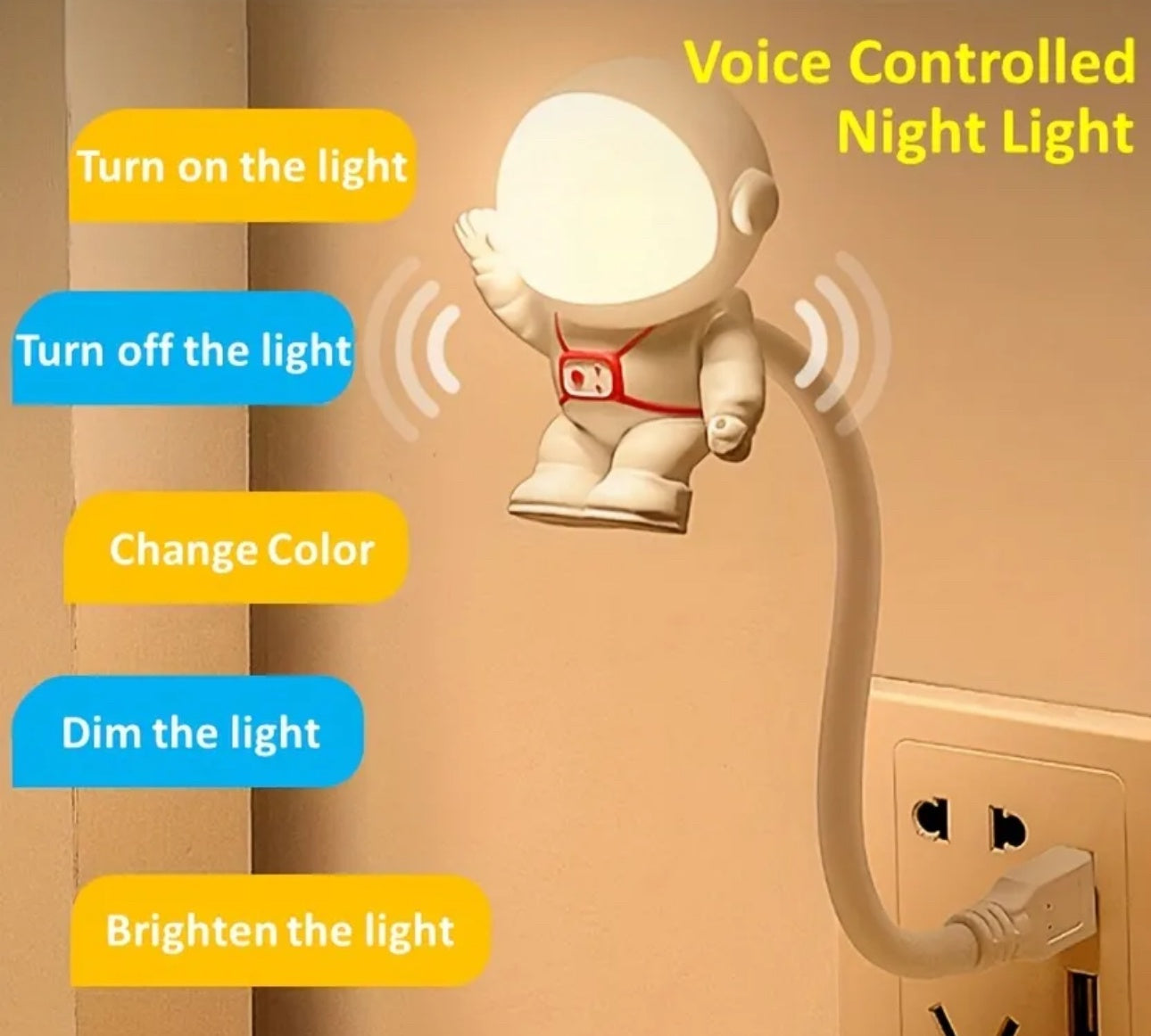 Astronaut voice-activated night light