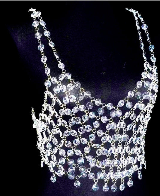 Diamonte silver plated chain top