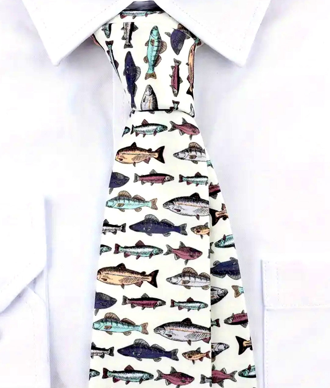 Cravate homme motif poisson de l'océan