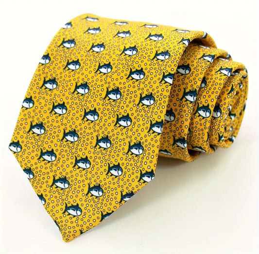 Yellow fish men’s neck tie