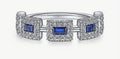 Bague géométrique en saphir plaqué argent