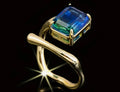 Bague homme moderne en zircon bleu vert