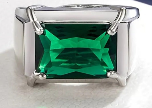 Green zirconia stainless steel men’s ring