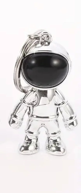 Silver astronaut keychain