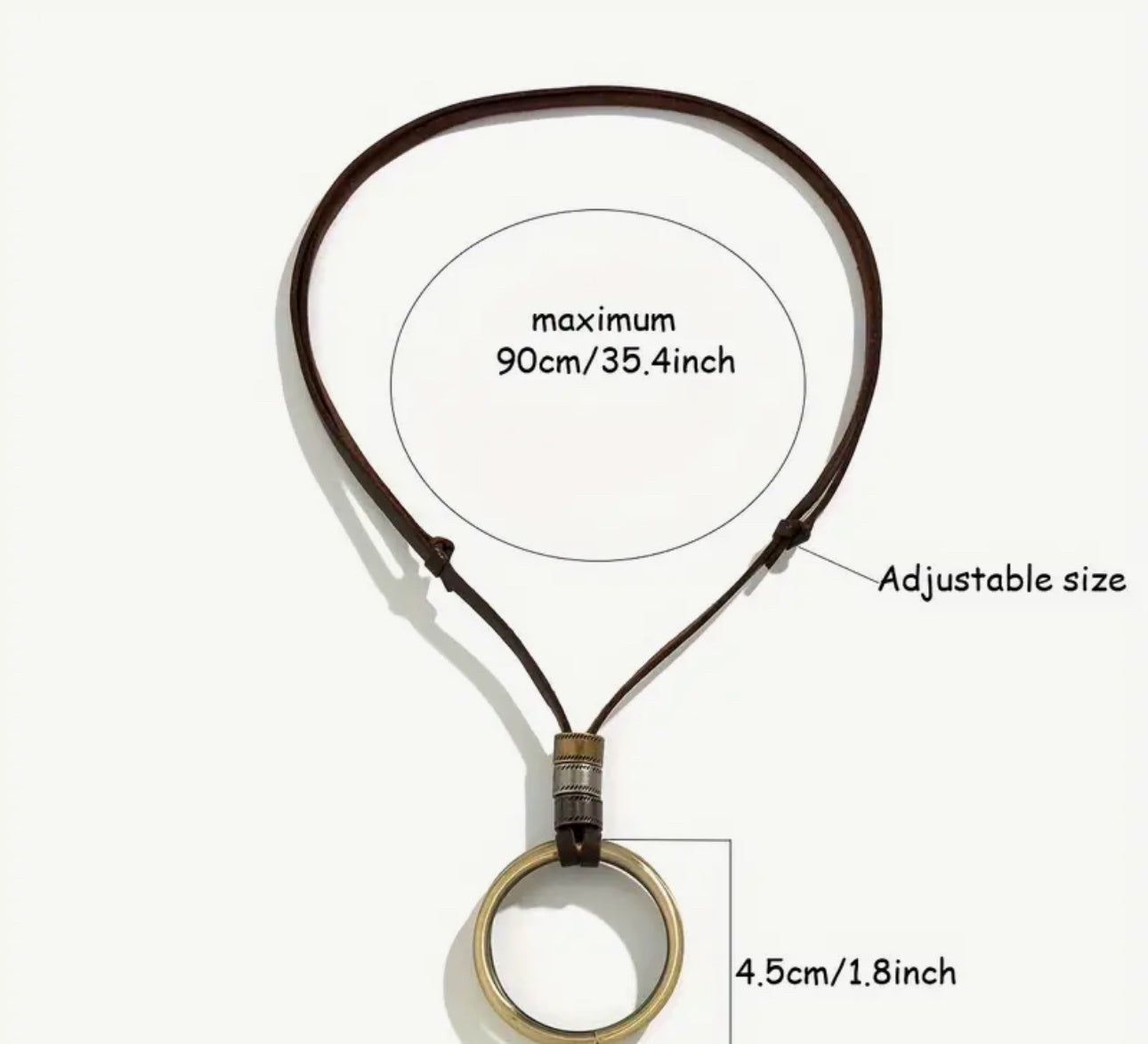 Collier en cuir avec anneau en cuivre (pour lunettes)