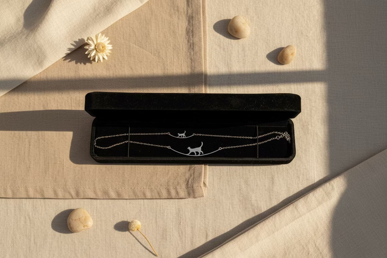 Cat Bracelet Necklace Gift Set