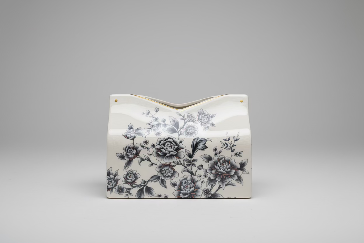 Blue Peony Ceramic Tissue Box