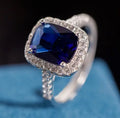 Bague 100 % argent sterling et zircon bleu