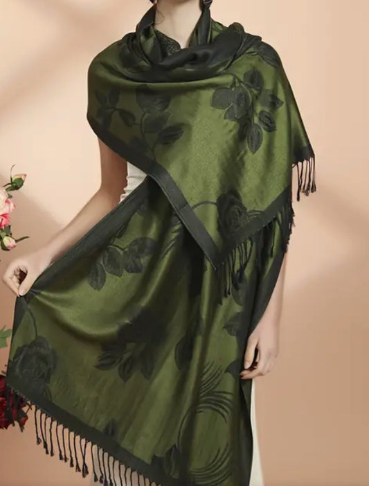 Green Floral Scarf