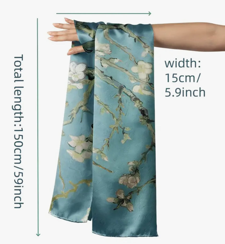 Plum Blossoms narrow neck tie scarf