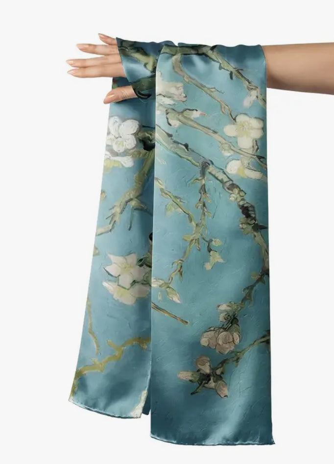 Plum Blossoms narrow neck tie scarf