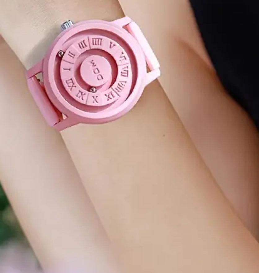 Pink Magnetic Balls  Stainless Steel Watch