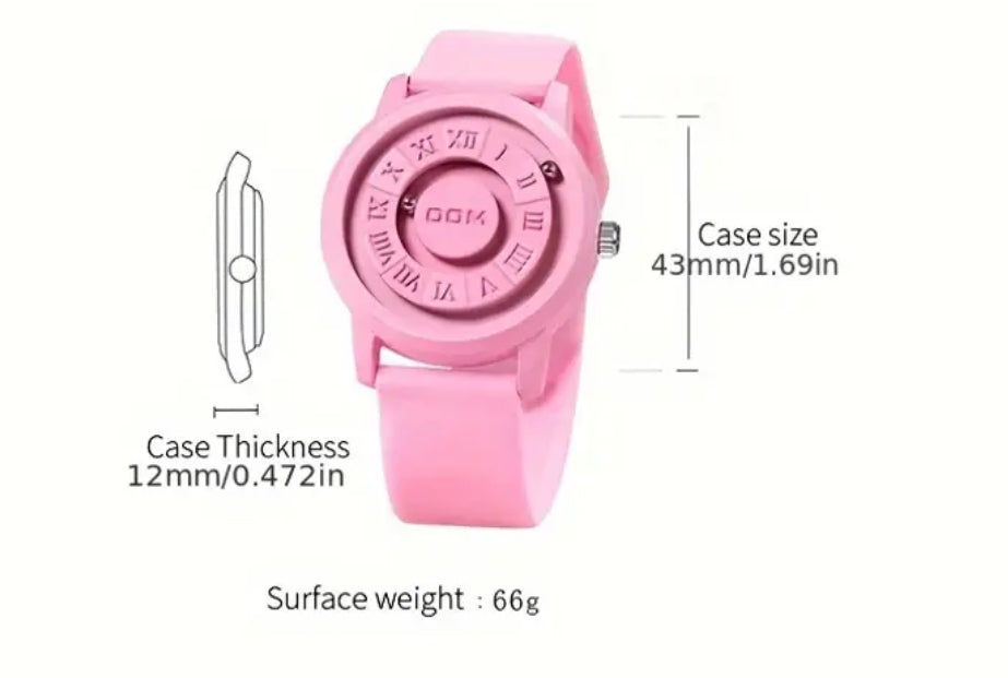 Pink Magnetic Balls  Stainless Steel Watch