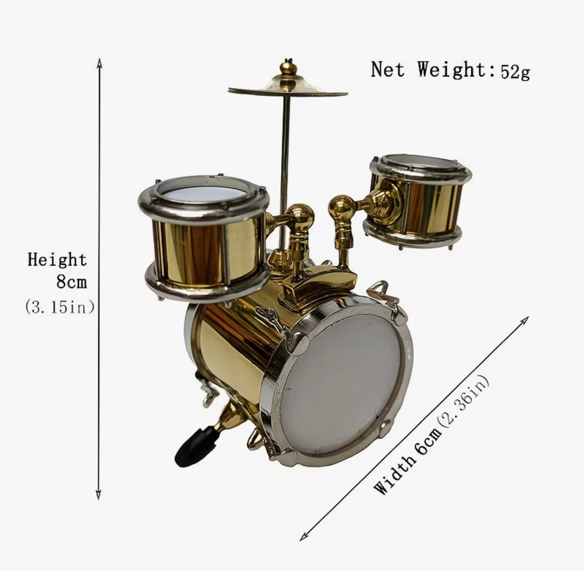 Miniature metal drum set dimensions