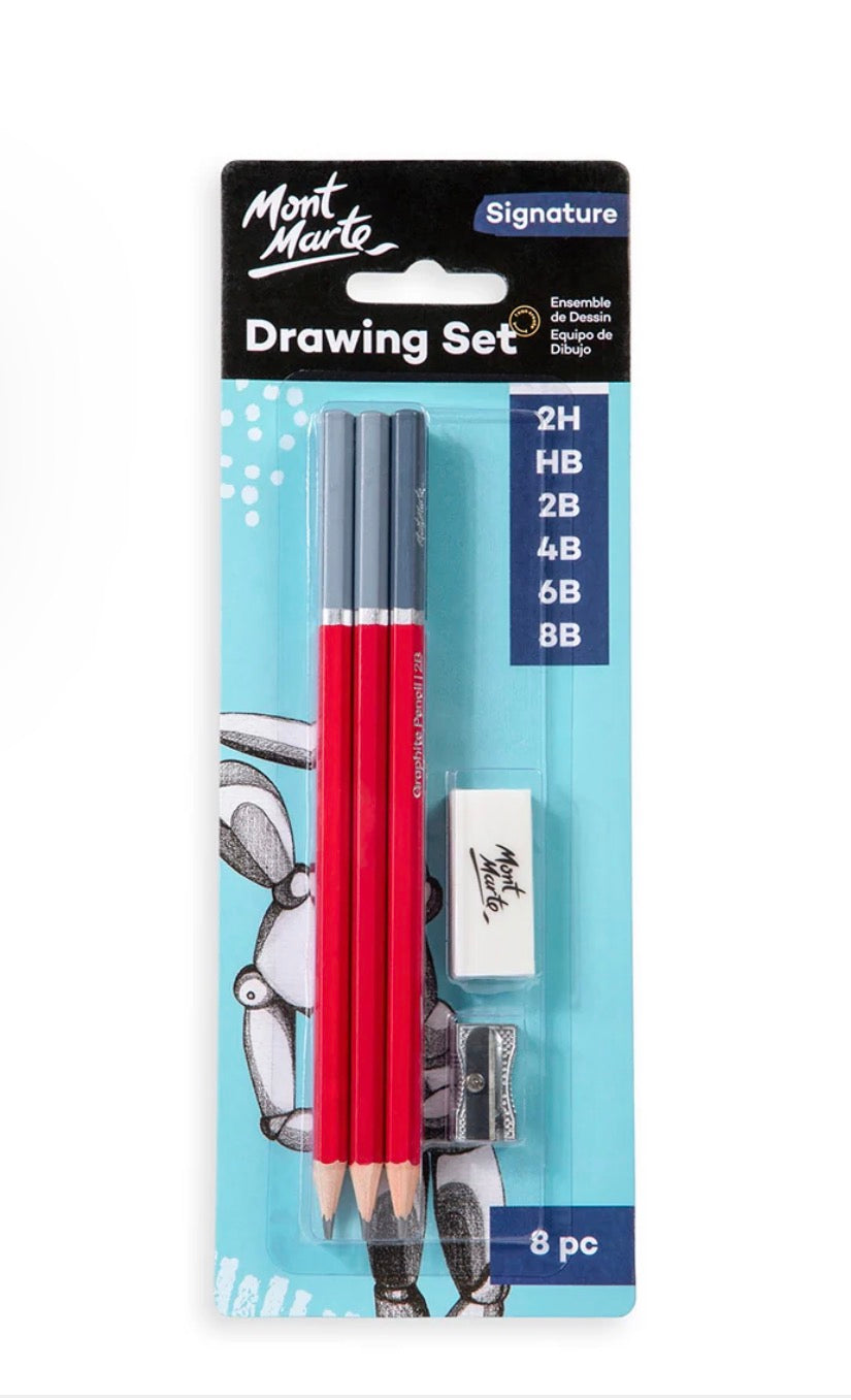 8 Piece Drawing Set- 6 Pencils, Eraser, Sharpener